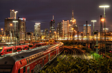 Frakfurt am Main-Blick zum Bahnhof.